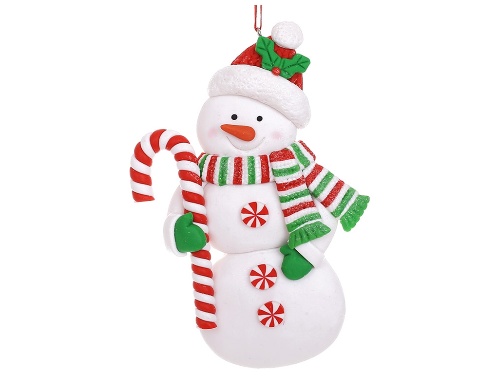 Декоративна підвіска з гліттером, Сніговик з льодяником, 9x1,5x12,5см