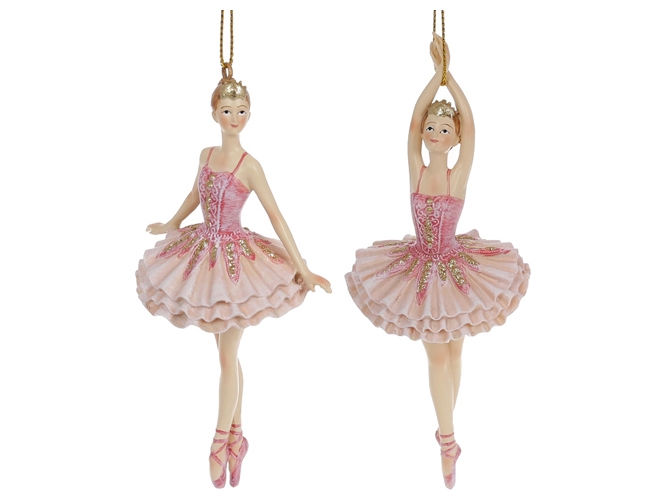 Декоративная подвесная фигурка Балерина, 2 дизайна, 14,5см, цвет - розовый (цена за 1шт)