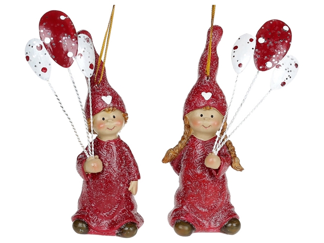 Декоративная подвесная фигурка Ребенок с шариками, 2 дизайна, 12см, цвет - бордо (цена за 1шт)