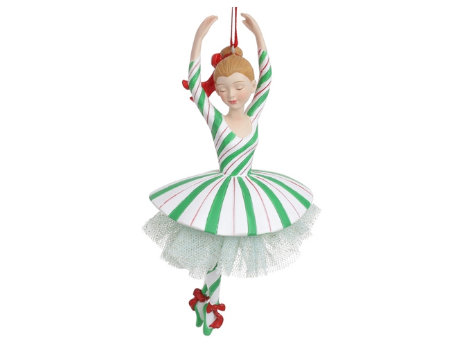 Декоративная подвесная фигурка Карамельная Балерина, 16,2см, цвет - зеленый