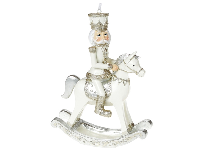 Декоративная подвесная фигурка Страж на коне, 18см, цвет - шампань с белым