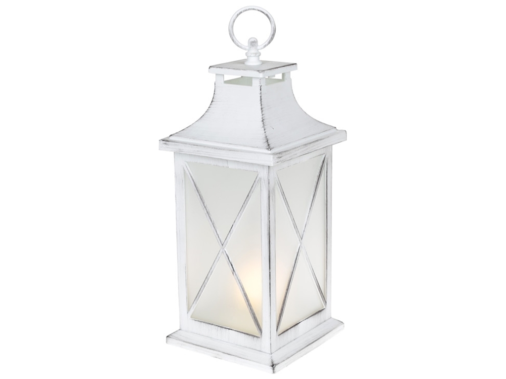 Декоративний ліхтар зі свічкою, тепле біле світло, колір - білий