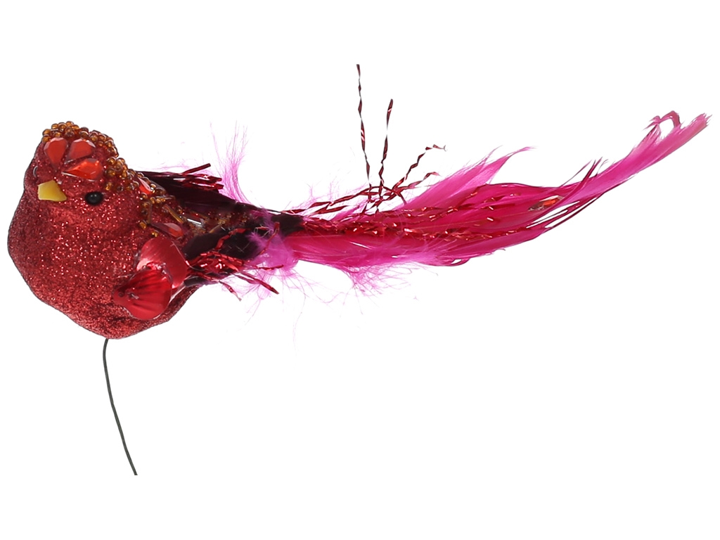 Декоративний птах, 18см, колір – червоний