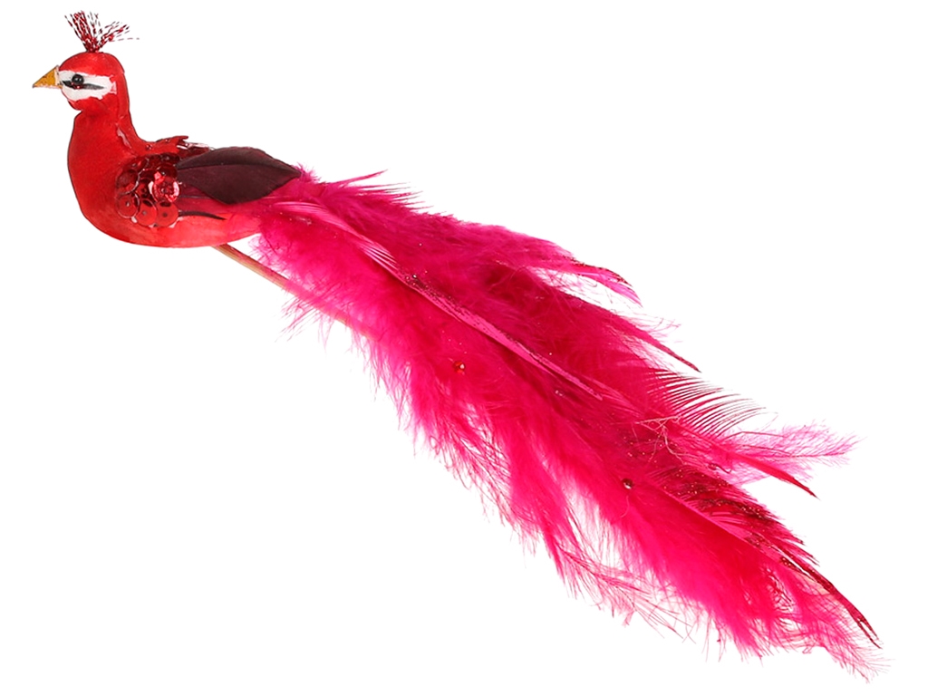 Декоративний птах, 24см, колір – червоний