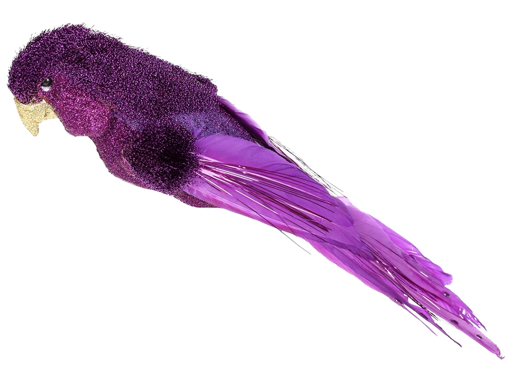 Декоративний птах Папуга на кліпсі, 32см, колір – фіолетовий
