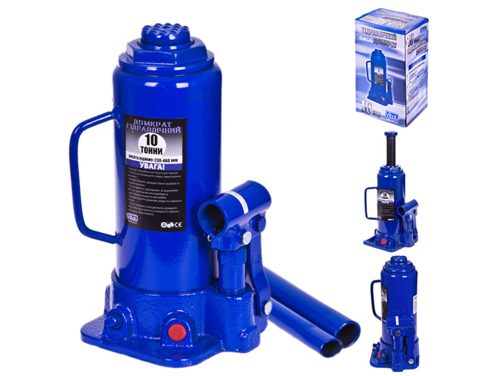 Домкрат гидравл. телескоп 10т короб. min 230мм - max 460 мм (T91004/N42162) 7кг