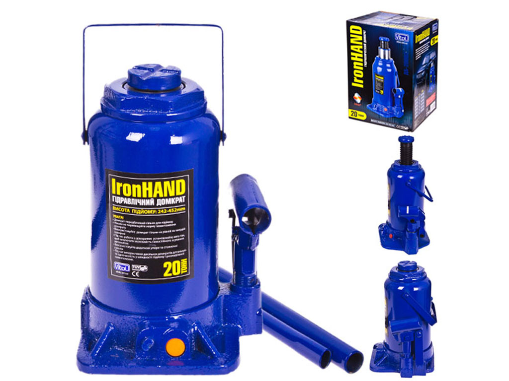 Домкрат гидравл. телескоп 20т короб. min 242мм - max 452 мм, (N 42164/42053) 11кг