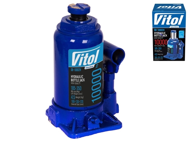 Домкрат гидравлический телескоп Vitol 10т, высота подъема 19 - 35см, 4,5кг (DB-10002H/JX105S)
