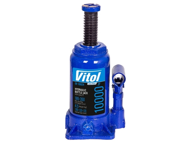 Домкрат гидравлический телескоп Vitol 10т, высота подъема 19 - 35см, 4,5кг (DB-10002H/JX105S)