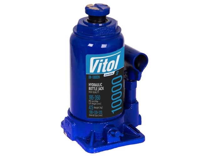 Домкрат гидравлический телескоп Vitol 10т, высота подъема 19 - 35см, 4,5кг (DB-10002H/JX105S)