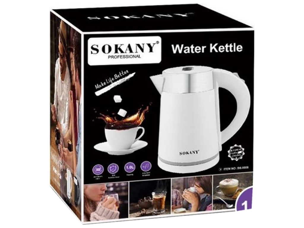 Электрический чайник Sokany, 1200Вт, 1л