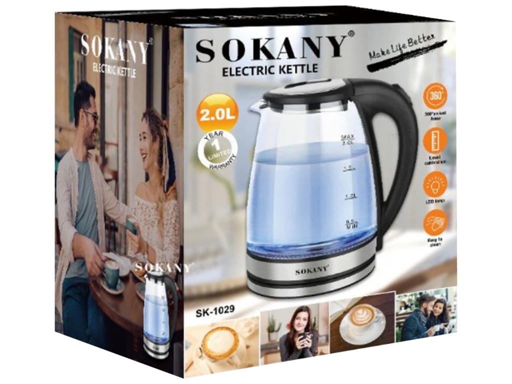 Электрический чайник Sokany, 1500Вт, 2л