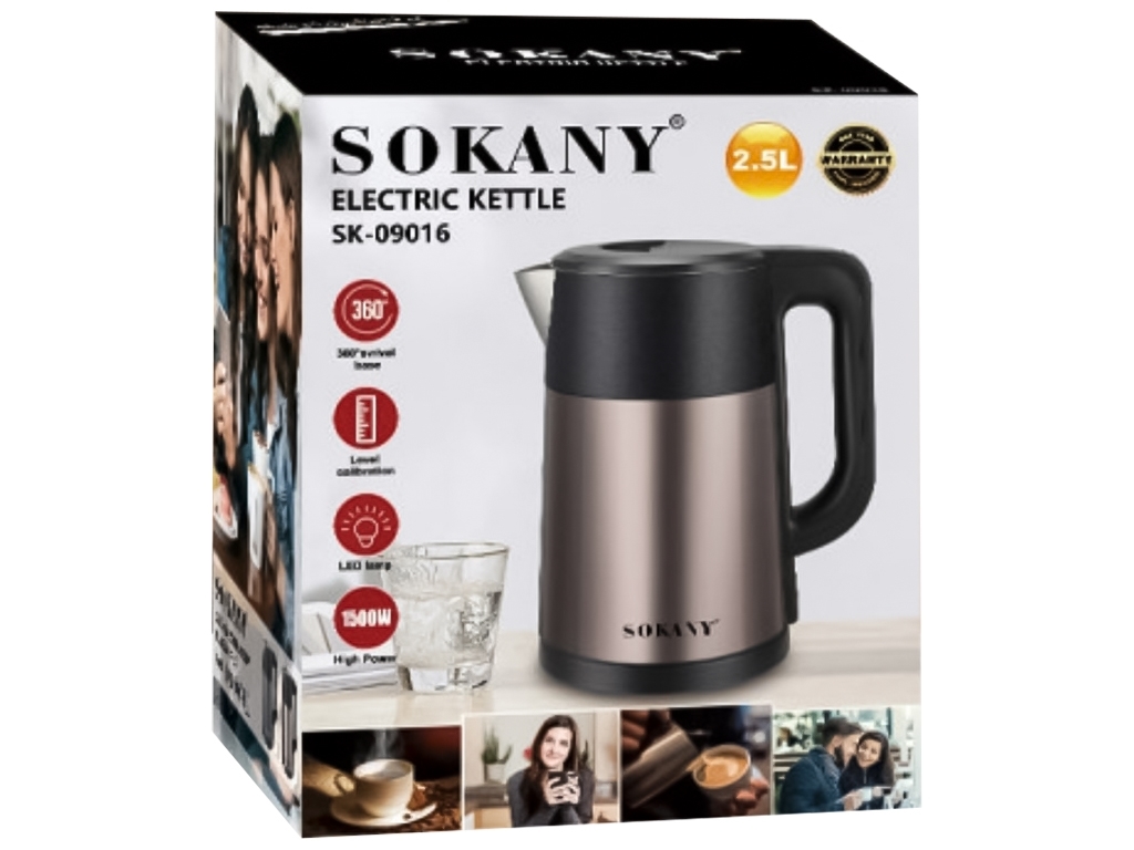Электрический чайник Sokany, 1500Вт, 2л