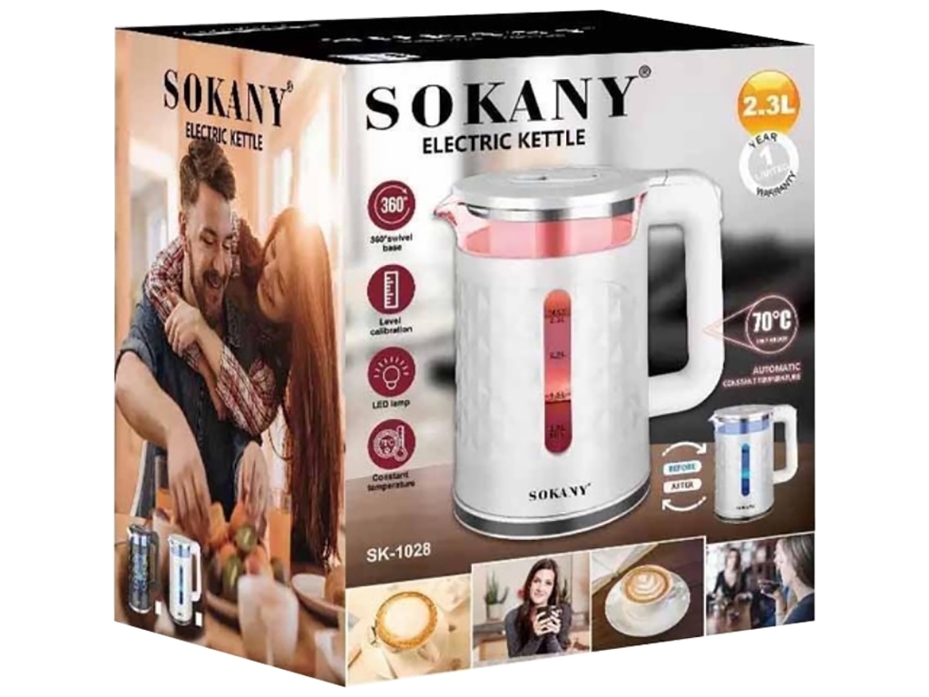Электрический чайник Sokany, 2000Вт, 2,3л
