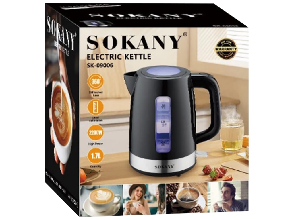 Электрический чайник Sokany, 2200Вт, 1,7л