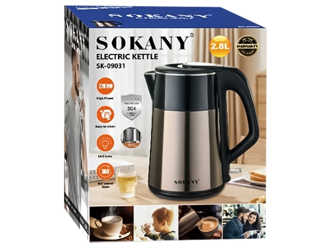 Электрический чайник Sokany, 2200Вт, 2,8л