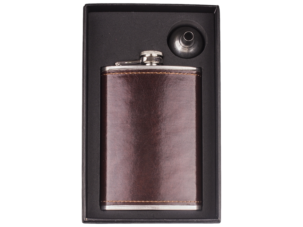 Фляга сувенирная коричневая с лейкой 240мл