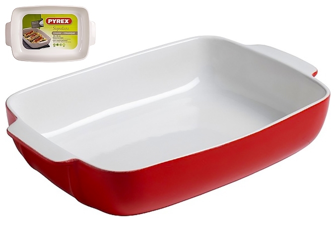 Форма для запекания Pyrex Signature, 35x25см, прямоугольная, керамическая, красная, 3426470272674