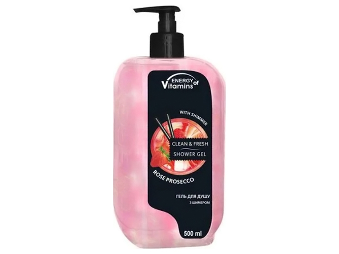 Гель для душа Energy of Vitamins Shower Gel Rose Prosecco с шиммером, 500мл