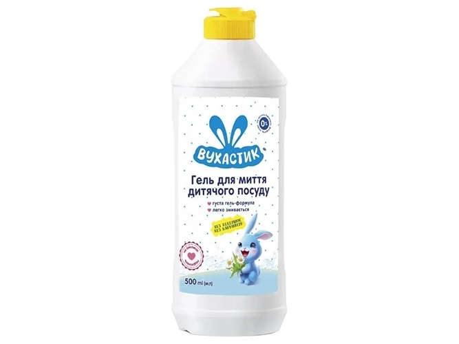 Гель для миття дитячого посуду Вухастик без віддушок і барвників, 500 мл