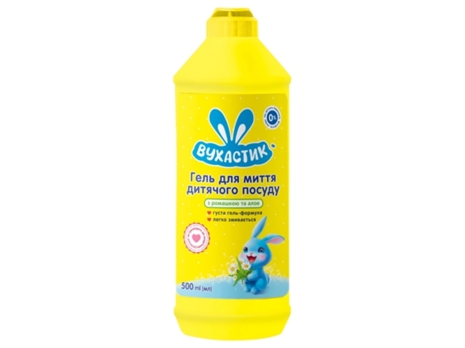 Гель для мытья детской посуды Вухастик с экстрактом ромашки и алоэ, 500мл