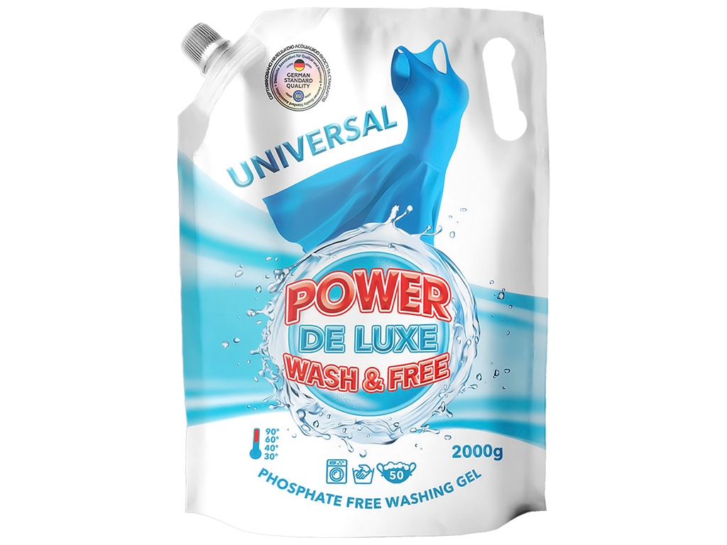 Гель для стирки Power De Luxe универсальный дойпак 2л (01508)