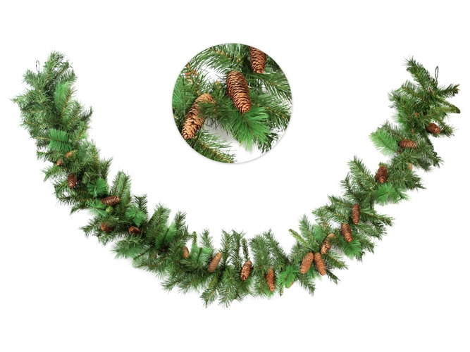 Гірлянда ялинова, 220 гілок, 30 шишок, довжина 270см, D36см