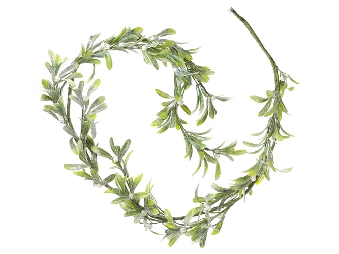 Гирлянда Омела из листьев в инее, 120см