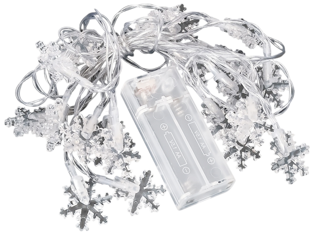 Гирлянда светодиодная Snowflakes, белая, 3м, 20led, 2AA