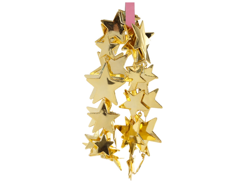 Гирлянда Звезды, 5,6см х 1,8м, цвет - золото яркое