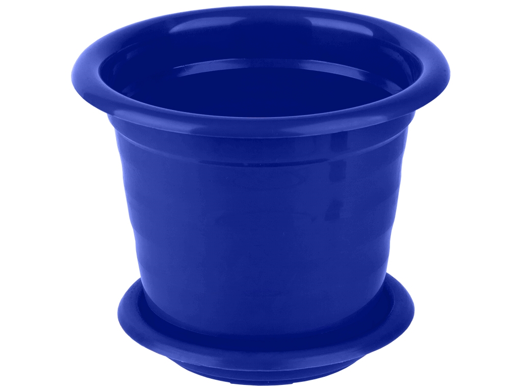 Горшок для цветов с подставкой круглый 160мм 2,0л (цвет синий) Консенсус