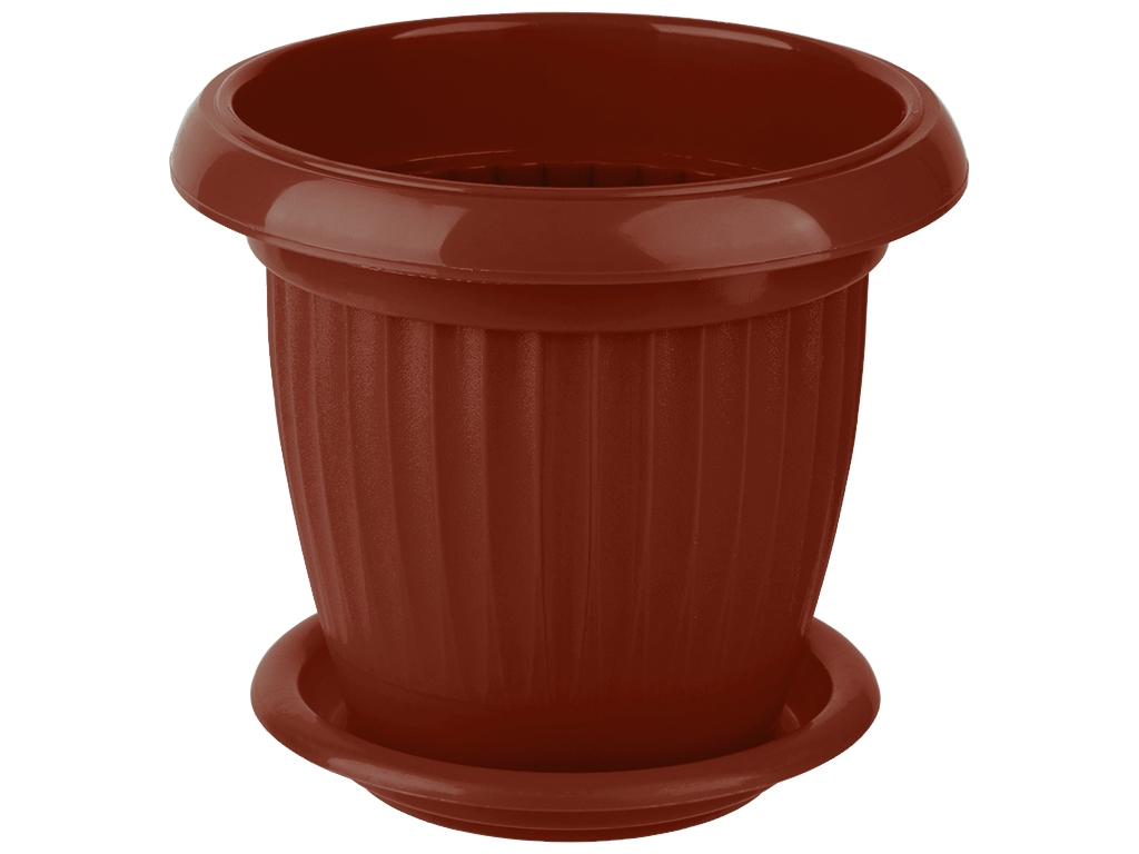 Горшок для цветов с подставкой круглый 190мм 2,0л (цвет коричневый) Консенсус