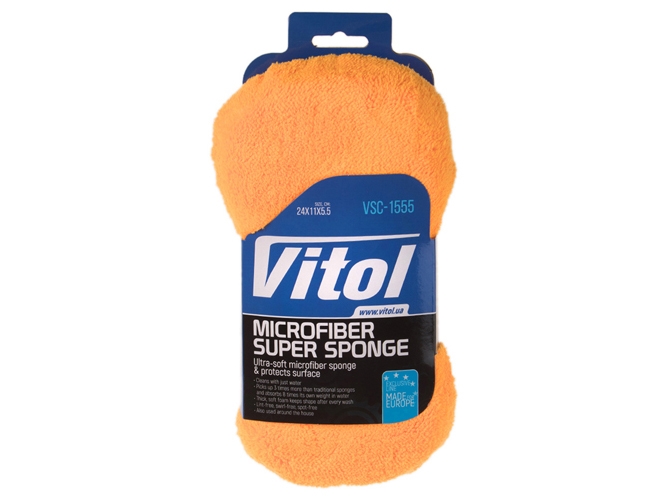 Губка для мойки авто Vitol микрофибра, 24х11х5,5см (VSC-1555)