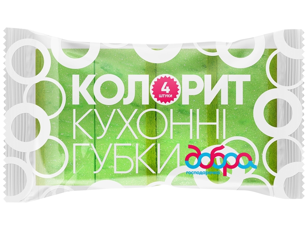Губка кухонная Добра Господарочка Колорит 9,5х6,5х3,5см 4шт