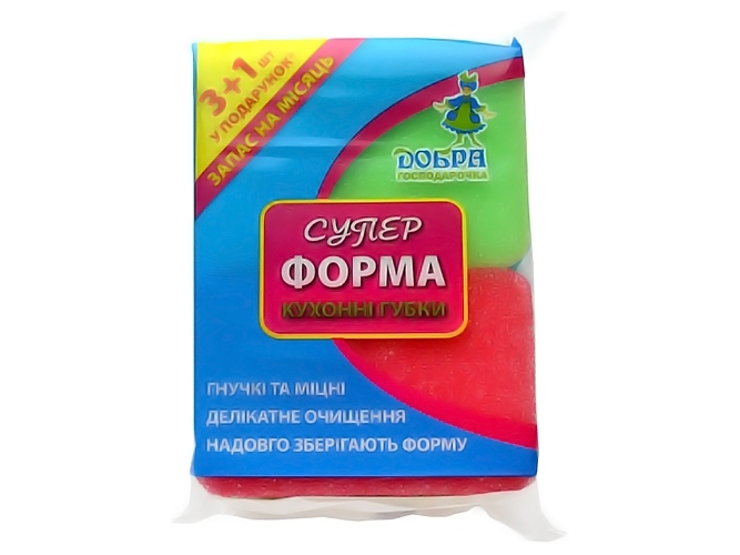 Губки для уборки Добра Господарочка Суперформа 11,5х7,5х2,5см 4шт