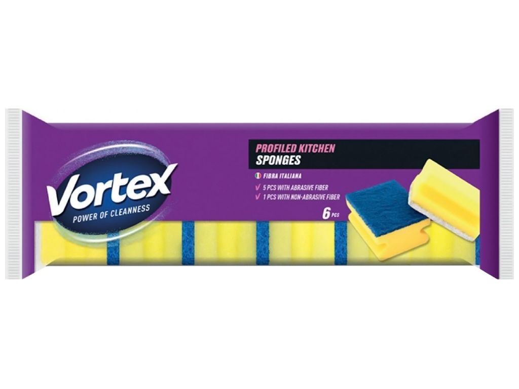 Губки кухонні Vortex профільовані, 6шт