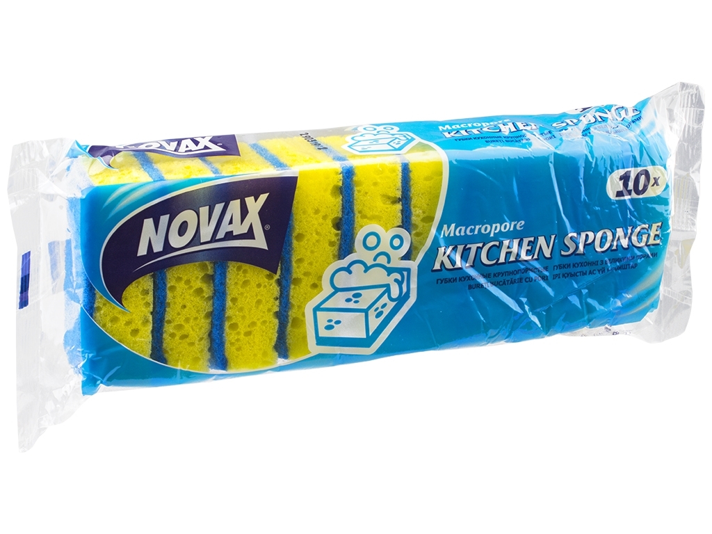 Губки кухонные с большими порами Novax 8х5х2,5см 10шт
