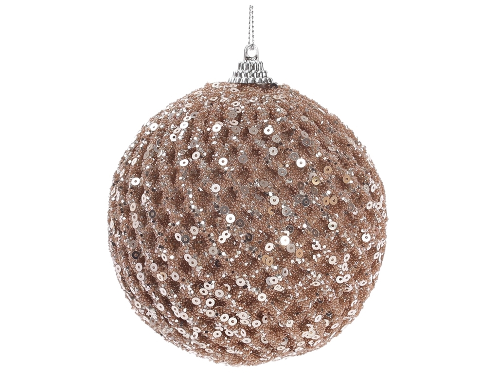 Ёлочный шар, 10см, цвет - шампань