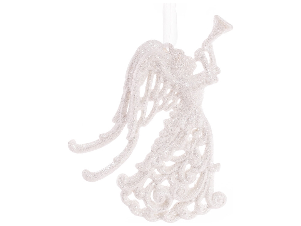 Ёлочное украшение Ангел 14х9см, цвет - белый