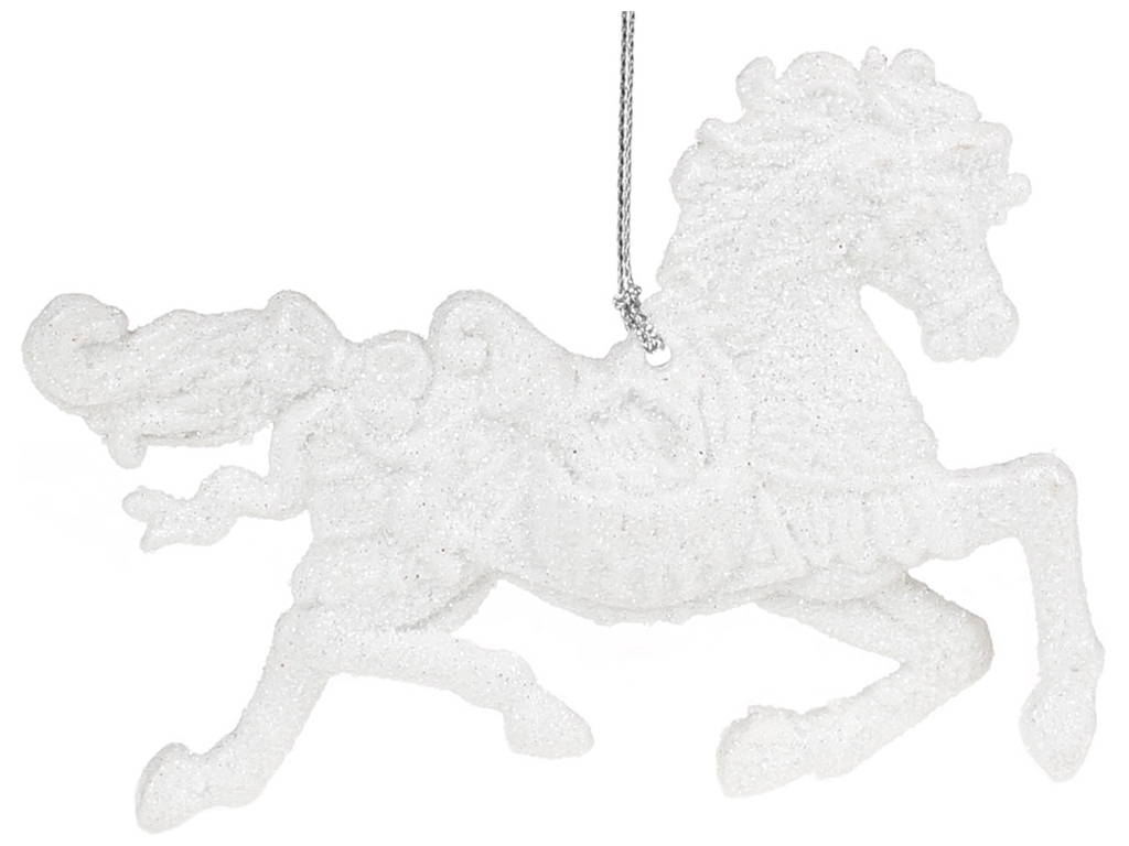 Ёлочное украшение Лошадь, 12см, цвет - белый