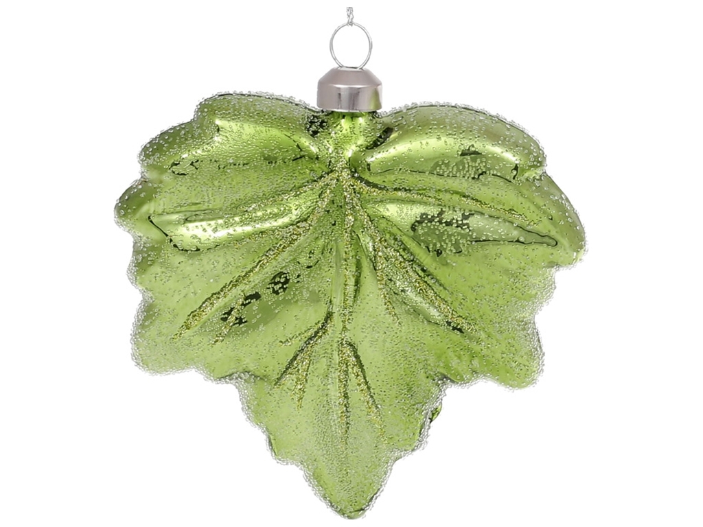 Ялинкова прикраса Лист, 10см, колір - зелений