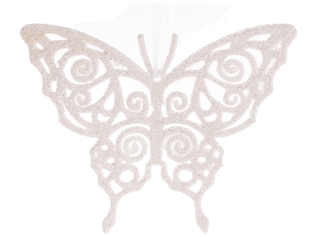 Ялинкова прикраса Метелик, 11см, колір - білий