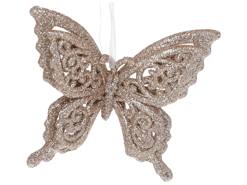 Ёлочное украшение Бабочка, 8см, цвет - шампань