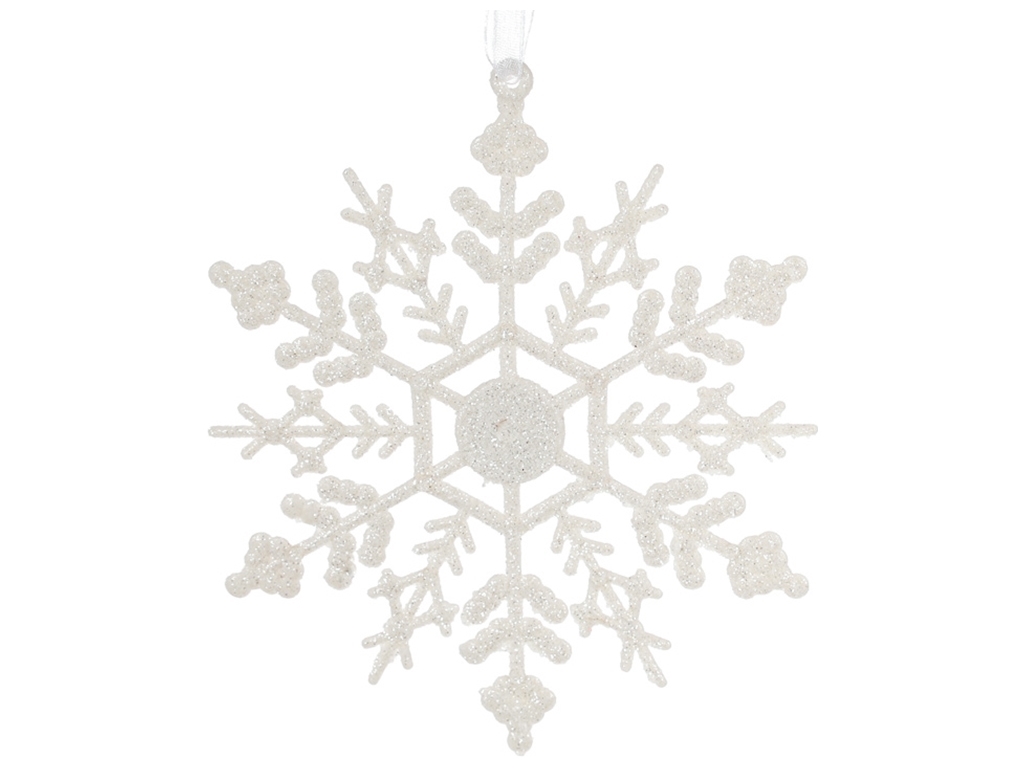 Елочное украшение Снежинка, 12см, цвет - белый
