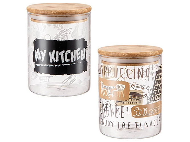 Емкость для сыпучих продуктов с деревянной крышкой My kitchen Микс круглая 720мл