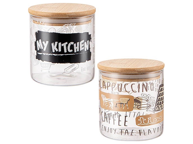 Емкость для сыпучих продуктов с деревянной крышкой My kitchen Микс круглая 600мл