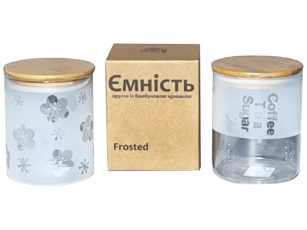 Емкость круглая Frosted с бамбуковой крышкой, 800мл