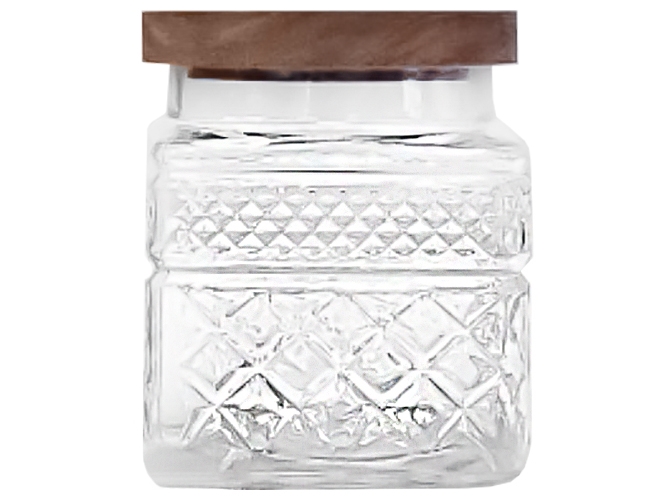 Ємність квадратна, з дерев'яною кришкою, 1л