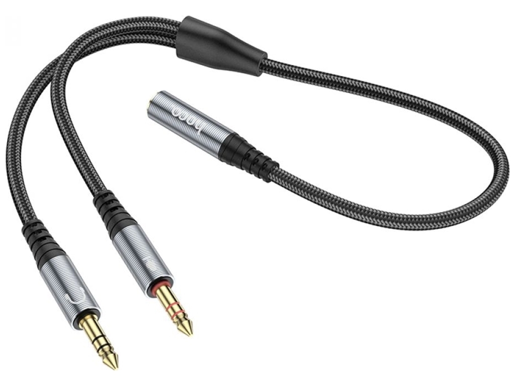 Кабель Audio Splitter Hoco UPA21 2-in-1 3.5 female to 2 male Колір Сiрий