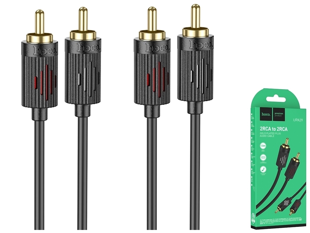 Кабель Aux Hoco UPA29 dual RCA to dual RCA 1.5m Цвет Черный